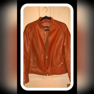 NXH brown leather motorcycle jacket-2xl fits smaller